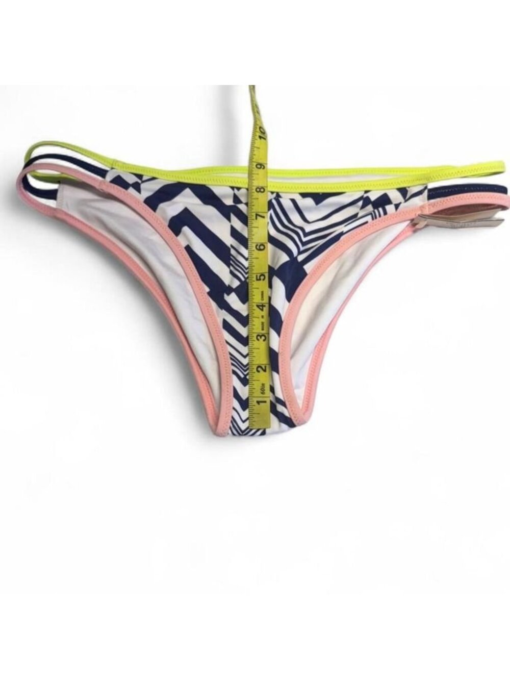Victoria's Secret The Strappy Cheeky Geometric Bikini Bottoms Women's Large Pool - Picture 6 of 7